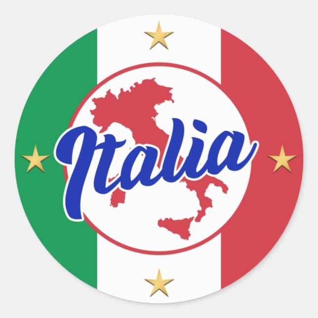 Italienische Flagge & Karte Runder Aufkleber (Vorderseite)