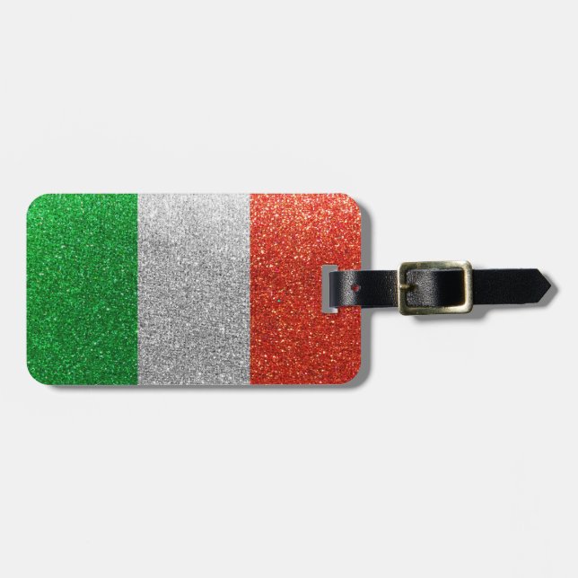 Italienische Flagge Mailand Bling Glitzer Mode Gepäckanhänger (Vorderseite horizontal)