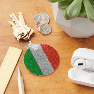 Italienische Flagge Mailand Bling Glitzer Mode Schlüsselanhänger
