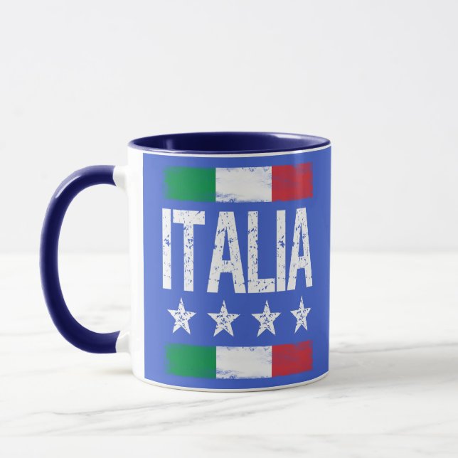 Italienische Flagge mit 4 Sternen Tasse (Links)