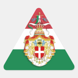 Italienische Flagge mit Abzeichen des Königreichs  Dreieckiger Aufkleber