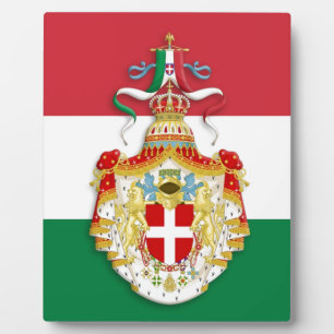 Italienische Flagge mit Abzeichen des Königreichs Fotoplatte