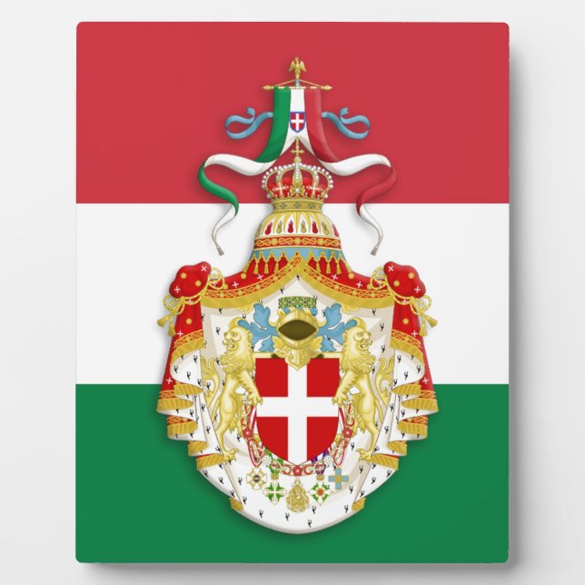Italienische Flagge mit Abzeichen des Königreichs  Fotoplatte (Vorderseite)