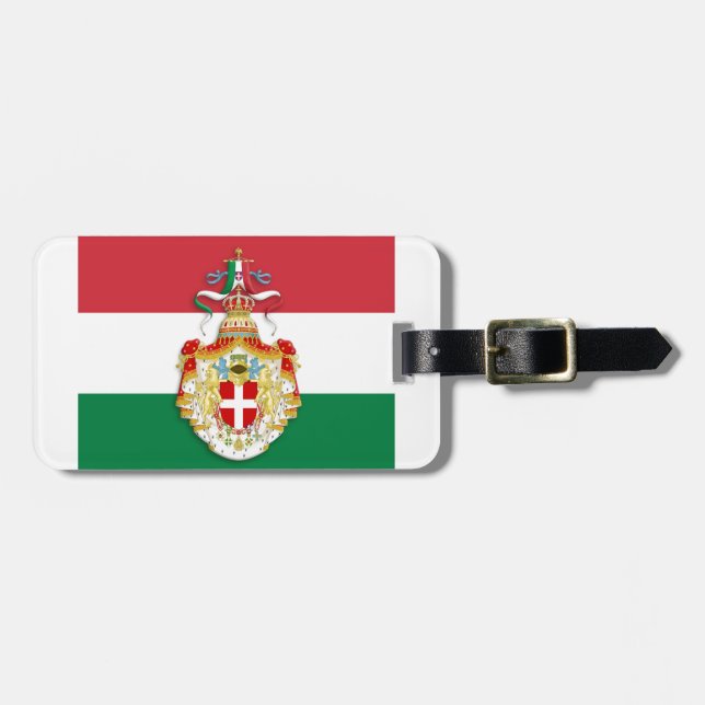 Italienische Flagge mit Abzeichen des Königreichs  Gepäckanhänger (Vorderseite horizontal)
