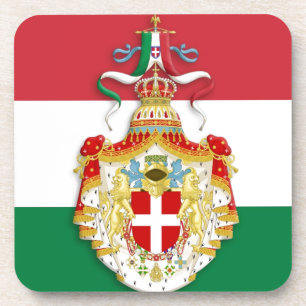 Italienische Flagge mit Abzeichen des Königreichs Getränkeuntersetzer