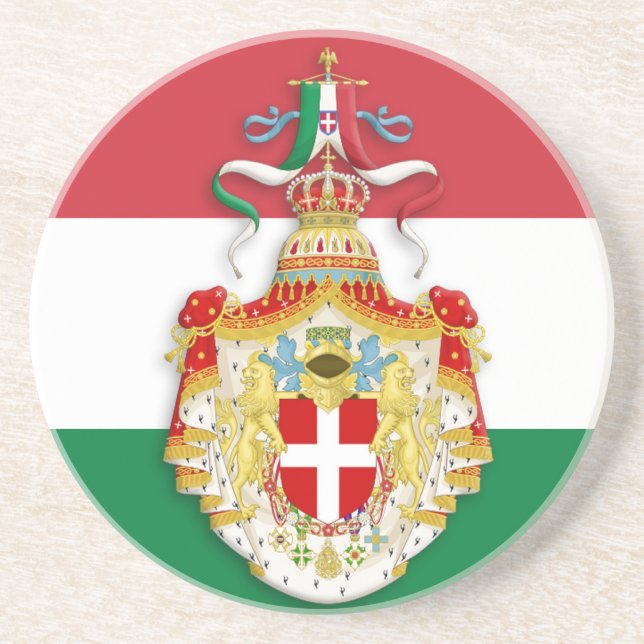 Italienische Flagge mit Abzeichen des Königreichs  Getränkeuntersetzer (Vorne)