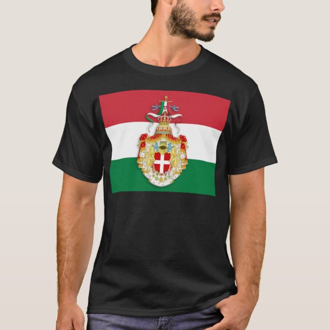 Italienische Flagge mit Abzeichen des Königreichs  T-Shirt (Vorderseite)
