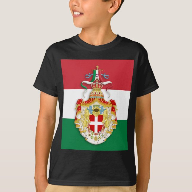Italienische Flagge mit Abzeichen des Königreichs  T-Shirt (Vorderseite)