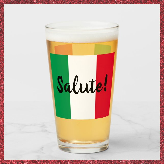 Italienische Flagge mit Salute Gruß Glas (Bookmark my store! https://www.zazzle.com/store/capricepetit)