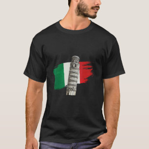 Italienische Flagge mit Schiebeturm von Pisa in de T-Shirt