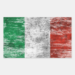 Italienische Flagge mit Scuffed und Worldof Rechteckiger Aufkleber