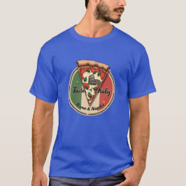 Italienische Flagge mit Vintager Pizza aus Rom und T-Shirt
