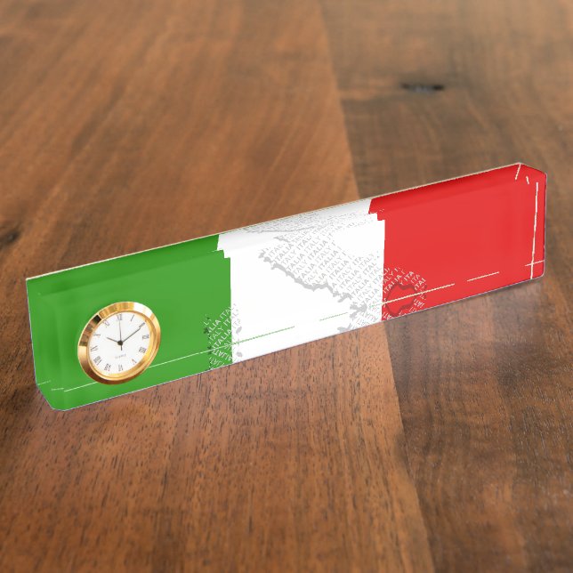 Italienische Flagge Namensplakette (Seite)