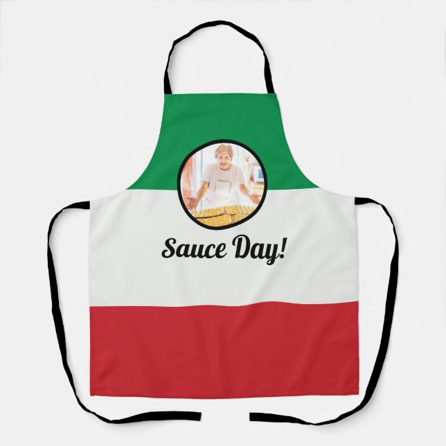 Italienische Flagge Nonna Custom Foto Sauce Day Sc Schürze (Vorderseite)