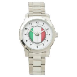 Italienische Flagge Oversized Silver Bracelet Watc Armbanduhr