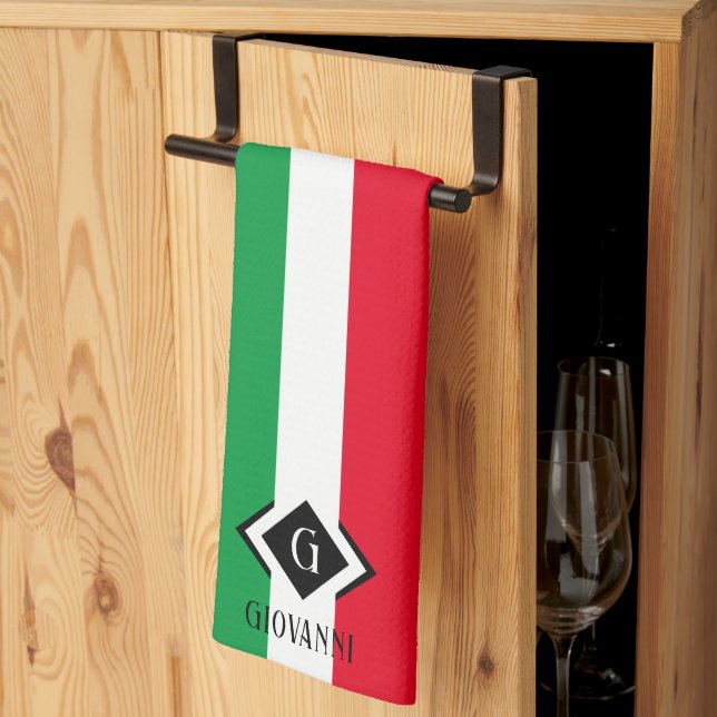 Italienische Flagge Red White Green Italia Monogra Geschirrtuch (Drittel gefaltet)