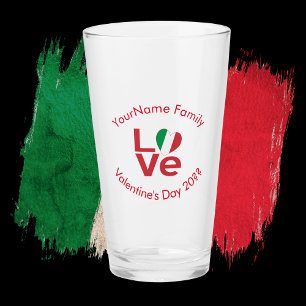 Italienische Flagge Rot LOVE Personalisiertes Trin Glas