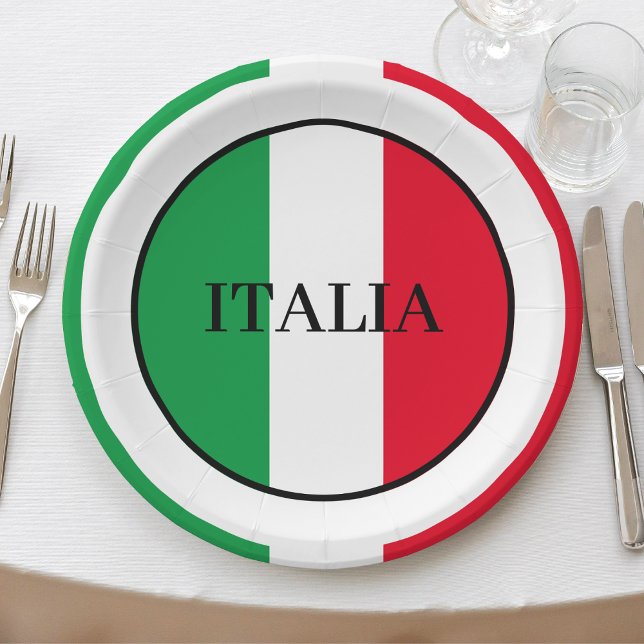 Italienische Flagge Rotes Weißes Grün Italien Pappteller (Italy Italian flag Italia paper plates)