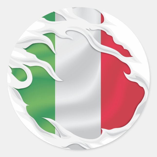 Italienische Flagge Runder Aufkleber (Vorderseite)