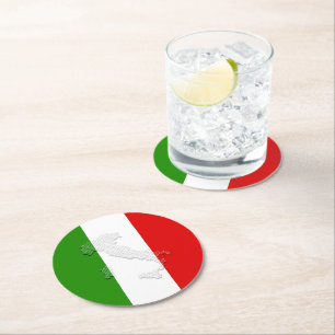 Italienische Flagge Runder Pappuntersetzer