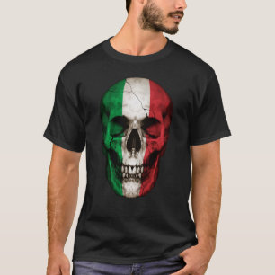 Italienische Flagge Skull Albanian Roots Proud Pat T-Shirt