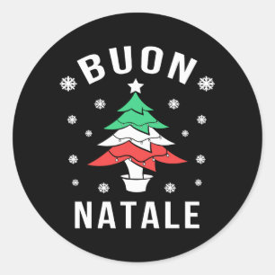 Italienische Flagge Tree Buon Natale Runder Aufkleber