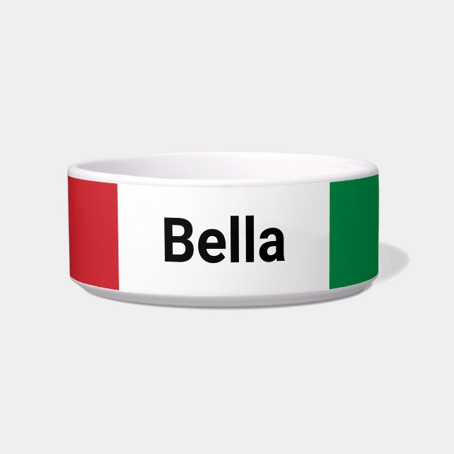 Italienische Flagge und Name des Tieres Grün Weiß  Napf (Vorderseite)