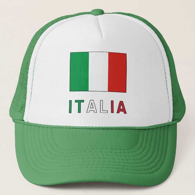 Italienische Flagge und Wort Truckerkappe (Vorderseite)
