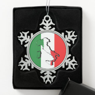 Italienische Flagge Weihnachtsdekoration Schneeflocken Zinn-Ornament