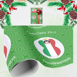 Italienische Flagge Weihnachtsengel Personalisiert Geschenkpapier