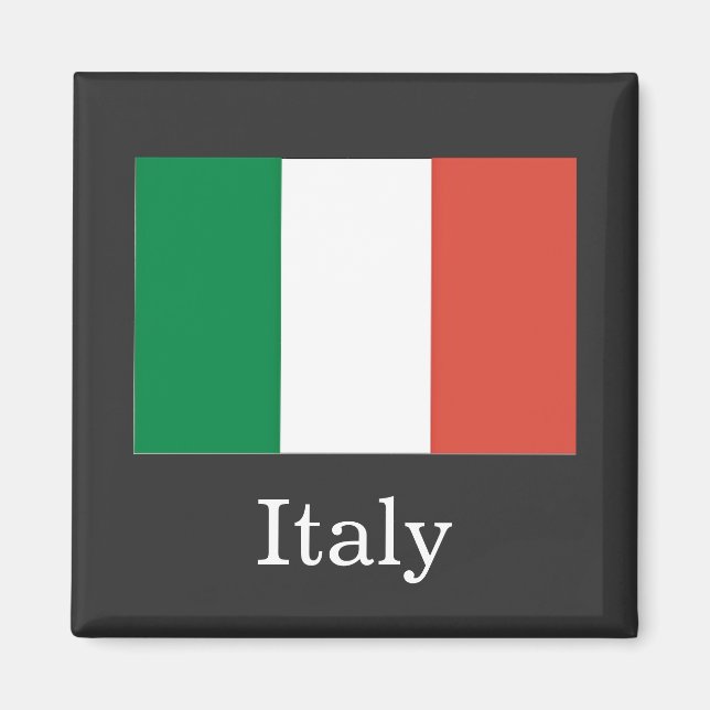 Italienische Flagge, weißer Text, Magnet (Vorne)