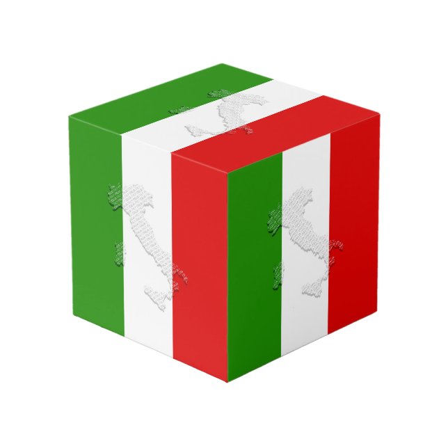 Italienische Flagge Würfel (Vorderseite Schrägansicht)