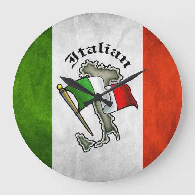 Italienische Flaggen-Wanduhr Italien Große Wanduhr (Vorderseite)