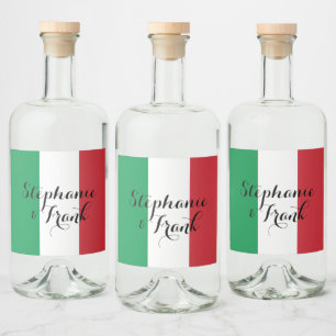 Italienische Flaggenfarben Hochzeit Alkoholflaschenetikett
