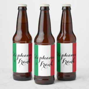 Italienische Flaggenfarben Hochzeit Bierflaschenetikett