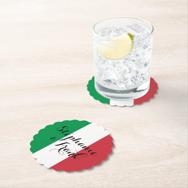 Italienische Flaggenfarben Hochzeit Untersetzer (Vor Ort)