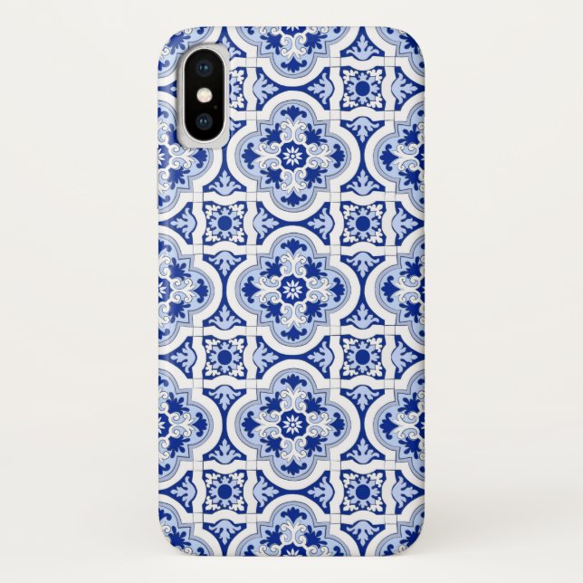Italienische Fliesen, Majolika, Blau und Weiß    Case-Mate iPhone Hülle (Rückseite)