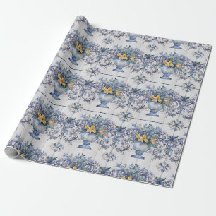 Italienische Fliesenblaue und weiße Blumen-Vase De Geschenkpapier