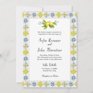 Italienische Fliesengrenze mit Lemons Wedding Invi Einladung