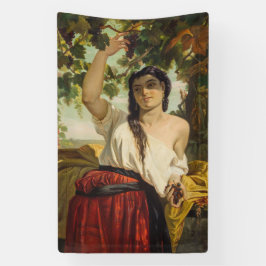 Italienische Frau, die Trauben pflückt (Sommerernt Banner