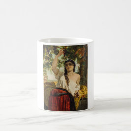 Italienische Frau, die Trauben pflückt (Sommerernt Kaffeetasse