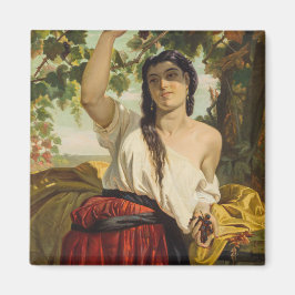 Italienische Frau, die Trauben pflückt (Sommerernt Magnet
