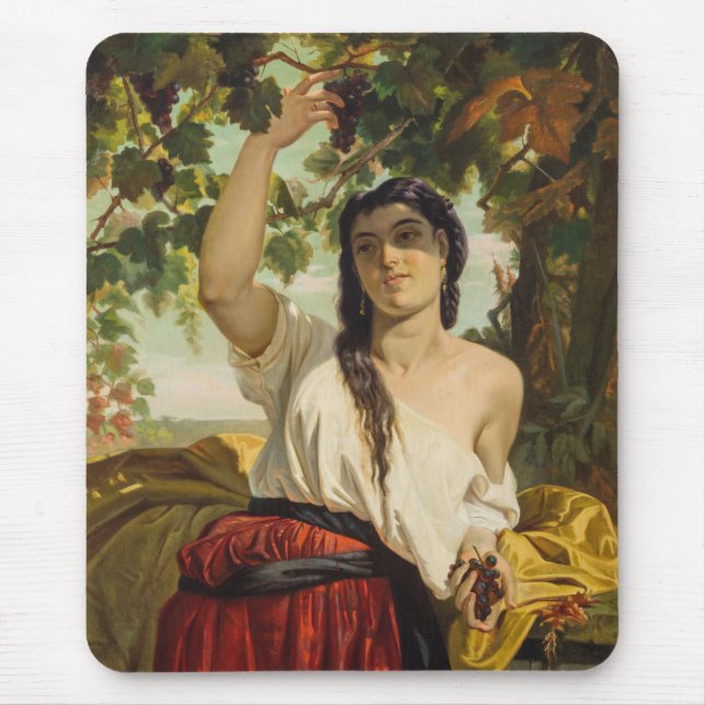 Italienische Frau, die Trauben pflückt (Sommerernt Mousepad (Vorne)