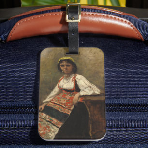Italienische Frau (La Morieri) von Corot Gepäckanhänger