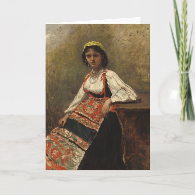Italienische Frau (La Morieri) von Corot Karte (Vorderseite)