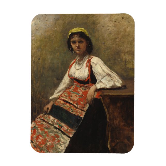 Italienische Frau (La Morieri) von Corot Magnet (Vertikal)