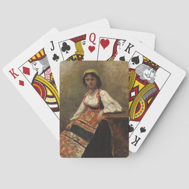 Italienische Frau (La Morieri) von Corot Spielkarten (Rückseite)