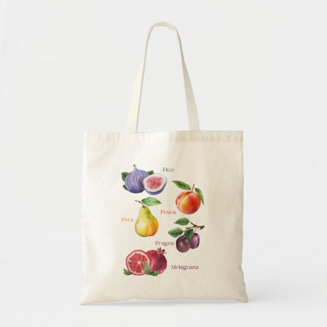 Italienische Früchte Tote Tüte Italienische Worte  Tragetasche (Vorne)