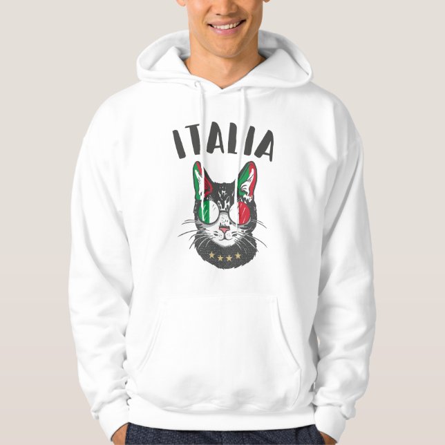 Italienische Fußballflagge Cat Mascot Hoodie (Vorderseite)