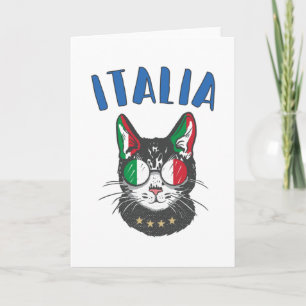 Italienische Fußballflagge Cat Mascot Karte
